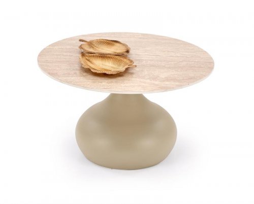 Журнальний столик HALMAR TIMOR 2 травертин/кашемір d70см