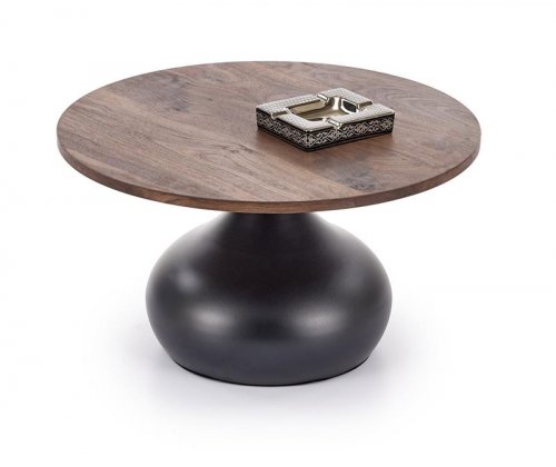 Журнальний столик HALMAR TIMOR горіх/чорний d70см