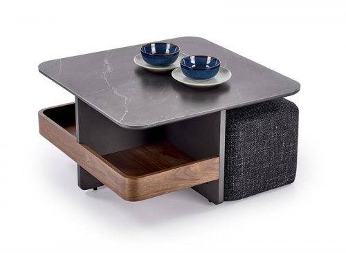 Комплект журнальний столик + 2 пуфи HALMAR VICKER 70х70см