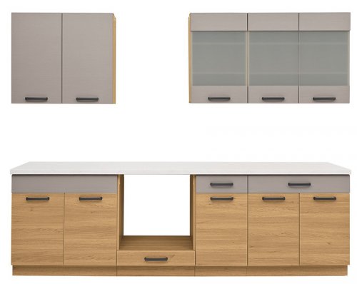 SEMI LINE Кухня GC/260 BRW
высота: 85,8 / 71,6 см
ширина: 260 см
глубина: 46 / 30 см