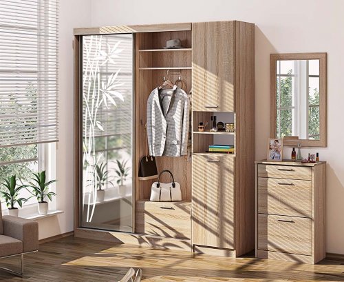 Прихожая ВТ-3917  Комфорт Мебли
размер 210х235х47 см
цвет дуб натуральный