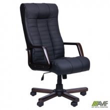 Кресло Атлантис Экстра орех Кожа Сплит черная