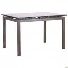 Стіл обідній розкладний Мішель B179-34 сірий/стекло платина