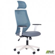 Крісло Lead White HR сидіння Нест-08 сіра/спинка Сітка SL-18 аквамарин 