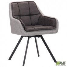 Стілець з підлокітниками Art Metal Furniture Virginia чорний/cowboy базальт браун/меланж силвер (545793)