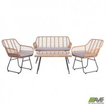 Комплект садових меблів Art Metal Furniture Комплект Latino чорний, ротанг латте (546902)