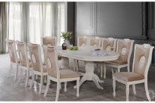 Стіл "Братислава" 180-250х106 см білий +10 стільців