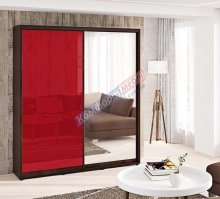 Шафа-Купе 1,0м "Кольорове скло" дводверний з зеркалом 1000х2100/2400 