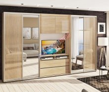 Вітальня-Купе 2,4м "ДСП" Покращень високий глянець з зеркалом 
