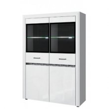 WHITEBLACK витрина низкая 2d2w + LED белый глянец