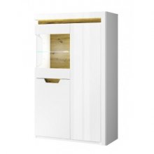 TORINO вітрина низька 2d1w білий глянець / дуб nawarra 