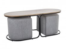 DUAL Комплект стола журнального и пуфов  цвет дуб
размер  120X50  см 