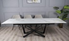 СТІЛ АСПЕН РОЗКЛАДНИЙ ОБІДНІЙ 1800/2600X900X750 БІЛИЙ ГЛЯНЕЦЬ ЧОРНІ НОГИ