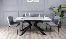 СТІЛ МОНАКО РОЗКЛАДНИЙ ОБІДНІЙ 1600/2400X900X750 БІЛИЙ ГЛЯНЕЦЬ ЧОРНІ НОГИ