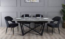 СТІЛ СПІРІТ ОБІДНІЙ РОЗКЛАДНИЙ 1800/2300X900X760 СІРИЙ НОГИ ЧОРНІ