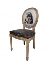 СТІЛЕЦЬ АРТ СОБАКА З ТРУБКОЮ КД ГЕВЕЯ МАСИВ ДЕРЕВА 500X555X960 ЕКОШКІРА КОРИЧНЕВА