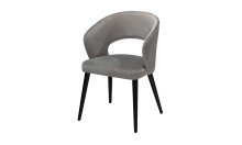 СТІЛЕЦЬ БАЙРОН ЧОРНИЙ МАСИВ ДЕРЕВА 550X450X800 ТКАНИНА СІРА