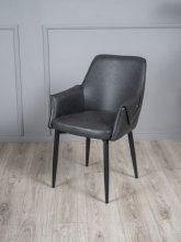 СТІЛЕЦЬ МОБІ МЕТАЛ СИДІННЯ ЕКОШКІРА 560X590X810 ТЕМНО-СІРИЙ