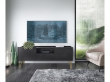 ТУМБА ПІД ТЕЛЕВІЗОР PERFECT HOME ГАРМОНИ / HARMONY 1-ДВЕРНА З 2 ШУХЛЯДАМИ І ЗОЛОТИМИ НІЖКАМИ RTV144 ЧОРНИЙ/ЧОРНИЙ МАРМУР РОЯЛ