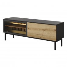 ТУМБА ПІД ТЕЛЕВІЗОР З ПІДСВІТКОЮ PERFECT HOME ЛАНГ / LANG 2-ДВЕРНА 2D/150 ЧОРНИЙ/ДУБ ЕВОК