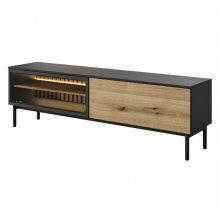 ТУМБА ПІД ТЕЛЕВІЗОР З ПІДСВІТКОЮ PERFECT HOME ЛАНГ / LANG 2-ДВЕРНА 2D/180 ЧОРНИЙ/ДУБ ЕВОК