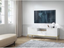 ТУМБА ПІД ТЕЛЕВІЗОР PERFECT HOME НОВА / NOVA 1-ДВЕРНА З 2 ЯЩИКАМИ І ЗОЛОТИМИ НІЖКАМИ RTV154 БІЛИЙ