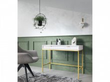 СТІЛ ТУАЛЕТНИЙ PERFECT HOME НОВА / NOVA З 2 ШУХЛЯДАМИ ТА ЗОЛОТИМИ НІЖКАМИ T104 БІЛИЙ