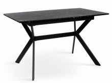 Стіл Хьюстон 130(+40)*77 чорний метал/мрамор темн