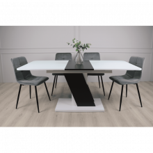 Стіл обідній Carvelo 140(180)x80 Біла Аляска / Чорний Уніколор