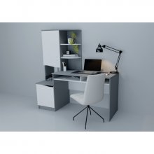 Комп'ютерний стіл Gaston Біла Аляска/Графіт лівий
