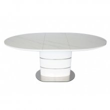 Стіл SANREMO CERAMIC білий ефект мармуру/білий глянець 160(200)X90