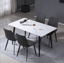 Стіл обідній SABA CERAMIC 130*70 сірий глянець / чорний каркас