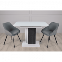 Стіл обідній розкладний SOLO B/V 110(145)x68 білий діамант / вугільний камінь