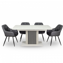 Стіл обідній рокладний CASANDRA S/A MAX 160(210)x90 шовковий камінь / антрацит