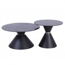 Журнальний столик CAROLINA Чорний глянець / Чорний (к-кт) Д. 80 см. & Д. 60 см.