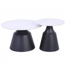Журнальний столик NEBRASKA Білий глянець / Чорний (к-кт) Д. 70 см. & Д. 50 см.