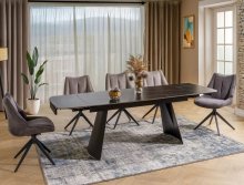 Стіл обідній розкладний Bacardi Signal чорний мармур/чорний мат BACARDIC160