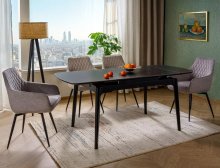 Стіл обідній розсувний Sento Signal чорний мармур/чорний мат SENTOC120