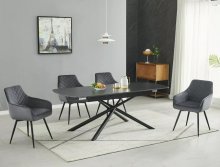 Стіл обідній розсувний Vector 180 Signal чорний мармур/чорний мат VECTORC180