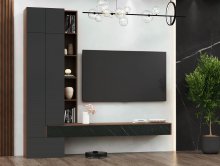 Стенка Svit Mebliv Дакота 244 см, орех ницца / графит, изящный серый камень