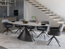 Керамический стол Тереза TML-1260 грей травертін + чорний