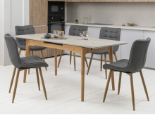 Керамический стол TM-89 травертин + дуб