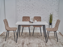 Обеденный керамический стол TM-100 олимпо вайт + черный