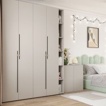 Шафа Спейс 180х240х57 Кашемір Світ Меблі з секцією з полицями