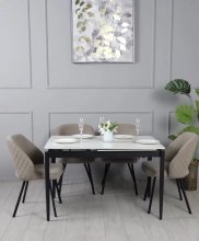 Стіл Хіт обідній розкладний  молочний глянець чорні ноги
розмір      1200/1800х800х750  