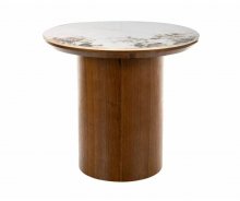 Стіл журнальний Rondo 45 Ceramic Signal білий мармур глянець/горіх Артикул: RONDOBORFI45