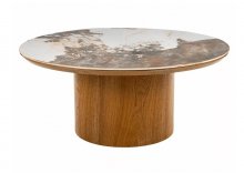 Стіл журнальний Rondo 80 Ceramic Signal білий мармур глянець/дуб Артикул: RONDOBDFI80