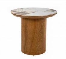 Стіл журнальний Rondo 45 Ceramic Signal білий мармур глянець/дуб Артикул: RONDOBDFI45