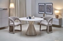 Круглий стіл HALMAR ABBOT 120*120 см, світлий травертин