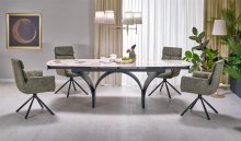 Стіл розкладний HALMAR ALTER 180-260/90 см бежевий мармур, ніжки - чорні